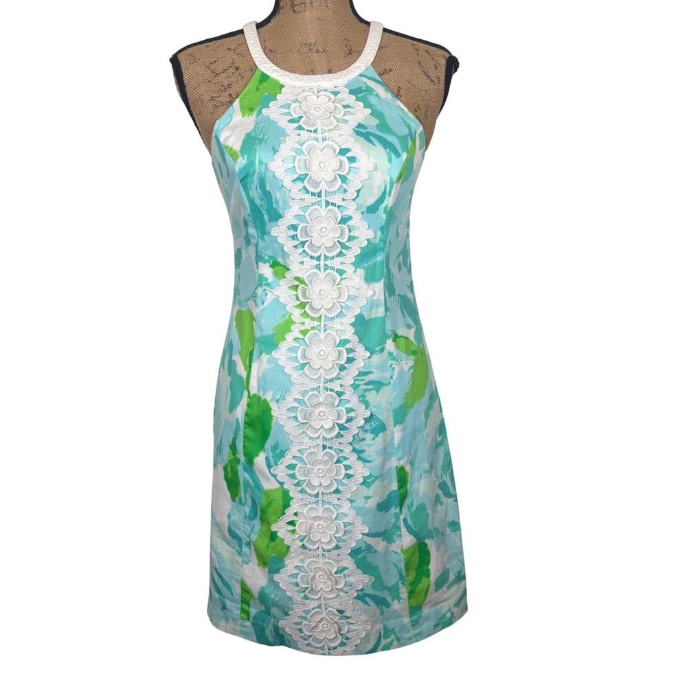 Lilly Pulitzer First Impression Shift Dress Pearl Shift Poolside Blue Size 2